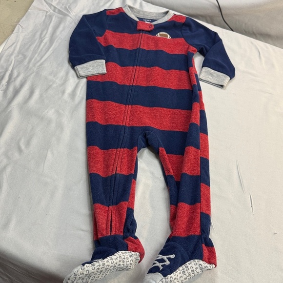 Carter's - 18 M - Navy and Red Fleece Onesie Sleeper - Picture 1 of 4